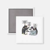 Pinguïns protesteren tegen tarieven Funny Penguin Magneet (Voorkant / Achterkant)