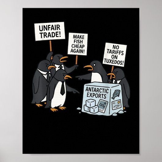 Pinguïns protesteren tegen tarieven Funny Penguin Poster (Voorkant)