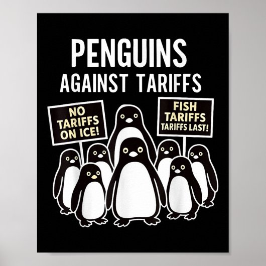 Pinguïns protesteren tegen tarieven Funny Penguins Poster (Voorkant)