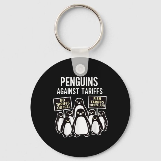Pinguïns protesteren tegen tarieven Funny Penguins Sleutelhanger (Voorkant)
