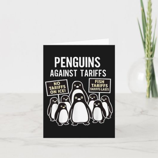 Pinguïns protesteren tegen tarieven Grappige Pingu Kaart (Voorkant)