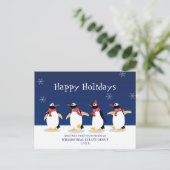 Pinguïns Rode Sjaal Kerstmis Zakelijke Groet Po Briefkaart (Staand voorkant)