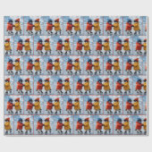 Pinguïns schaatsen  cadeaupapier (Vlak)