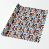 Pinguïns schaatsen  cadeaupapier (Uitgerold)