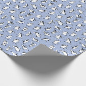 Pinguïns schaatsen, met de hand getekend patroon cadeaupapier (Hoek)