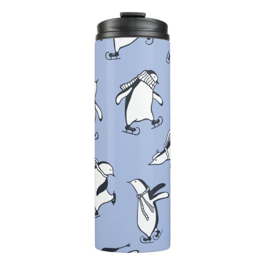 Pinguïns schaatsen, met de hand getekend patroon thermosbeker (Voorkant)