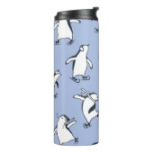Pinguïns schaatsen, met de hand getekend patroon thermosbeker (Gedraaid links)