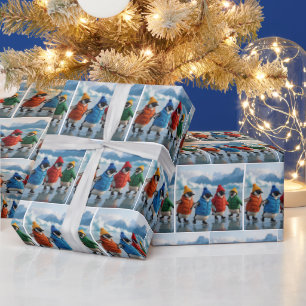 Pinguïns schaatsen op een Arctisch meer Cadeaupapier