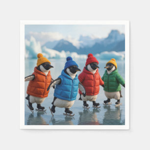 Pinguïns schaatsen op een Arctisch meer Servet