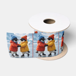 Pinguïns schaatsen satijnen lint