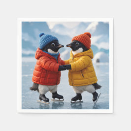 Pinguïns schaatsen servet