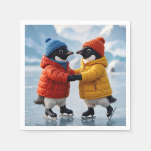 Pinguïns schaatsen servet