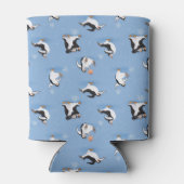 Pinguïns schaatspatroon blikjeskoeler (Achterkant)