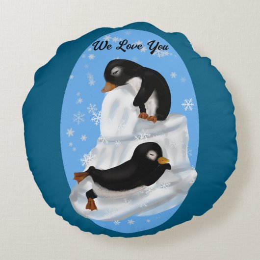 Pinguïns slapen rond kussen (Achterkant)
