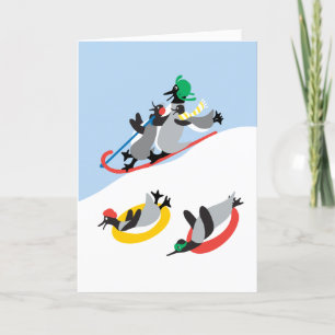 Pinguïns Sledding Aangepaste Kaart