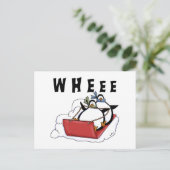 Pinguïns Sledding Tshirts en geschenken Briefkaart (Staand voorkant)