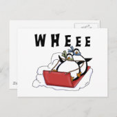 Pinguïns Sledding Tshirts en geschenken Briefkaart (Voorkant / Achterkant)