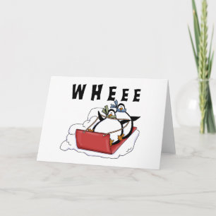 Pinguïns Sledding Tshirts en geschenken Feestdagen Kaart