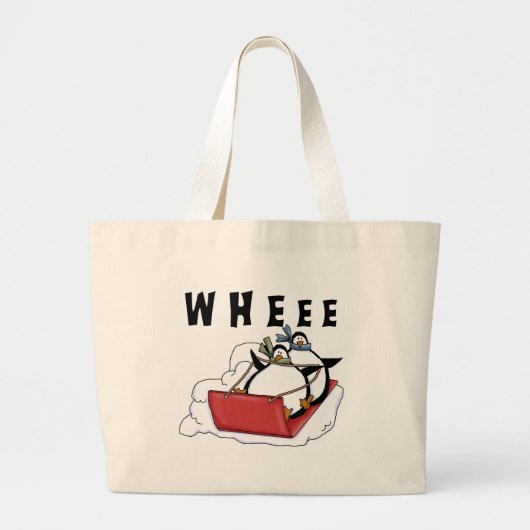 Pinguïns Sledding Tshirts en geschenken Grote Tote Bag (Voorkant)