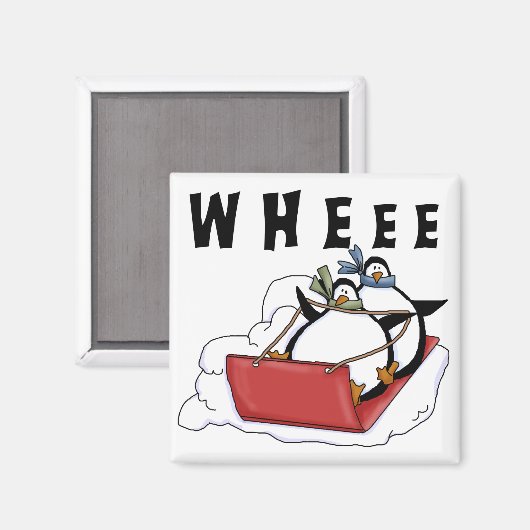 Pinguïns Sledding Tshirts en geschenken Magneet (Voorkant / Achterkant)