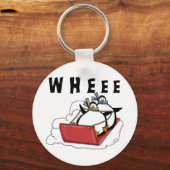 Pinguïns Sledding Tshirts en geschenken Sleutelhanger (Voorkant)