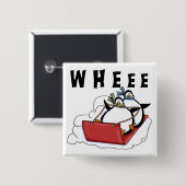 Pinguïns Sledding Tshirts en geschenken Vierkante Button 5,1 Cm (Voorkant /achterkant)