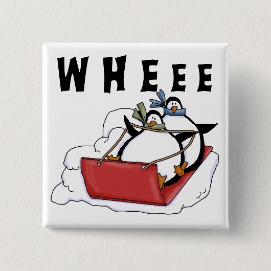 Pinguïns Sledding Tshirts en geschenken Vierkante Button 5,1 Cm (Voorkant)