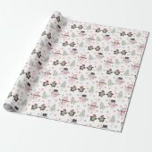 Pinguïns, Sneeuwmannen en Kerstbomen Cadeaupapier (Uitgerold)