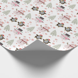 Pinguïns, Sneeuwmannen en Kerstbomen  Cadeaupapier