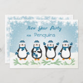 Pinguïns, sneeuwvlokken Nieuwjaar Kaart (Voorkant / Achterkant)