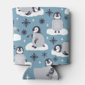 Pinguïns sneeuwvlokken winter naadloos patroon blikjeskoeler (Achterkant)