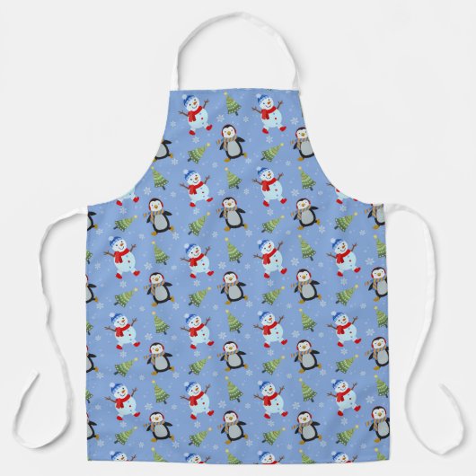 Pinguïns, Snowmen en kerstbomen Schort (Voorkant)