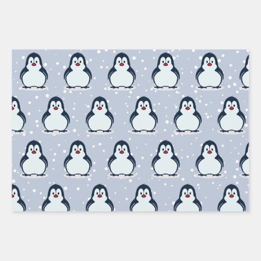 Pinguïns Snowy Design Wrapping Paper Set (Voorkant)