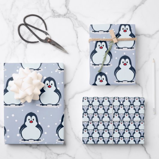 Pinguïns Snowy Design Wrapping Paper Set (Voorkant)