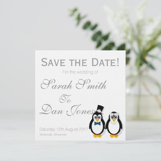 Pinguïns Sparen de Datum () Wedde Save The Date (Staand voorkant)