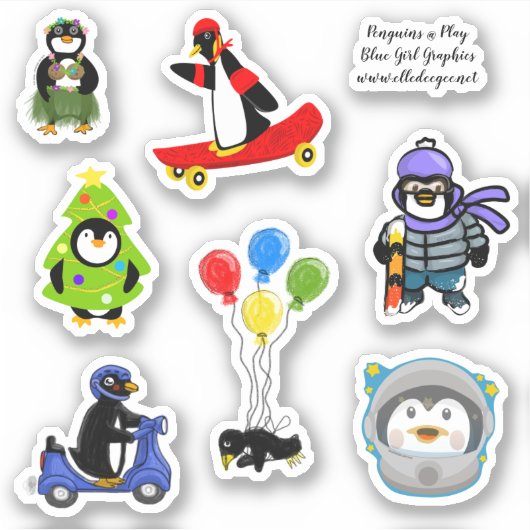 Pinguïns spelen op maat gesneden vinyl Sticker (Voorkant)