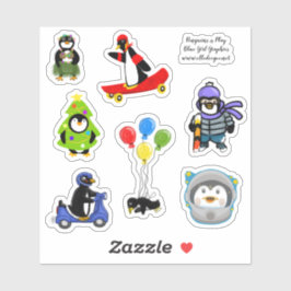 Pinguïns spelen op maat gesneden vinyl Sticker