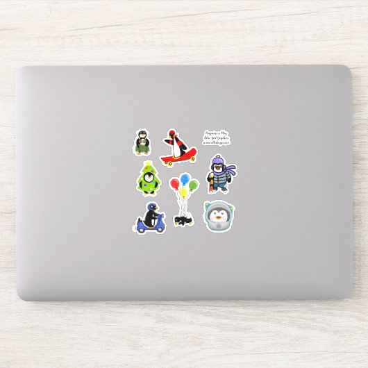 Pinguïns spelen op maat gesneden vinyl Sticker (Computer)