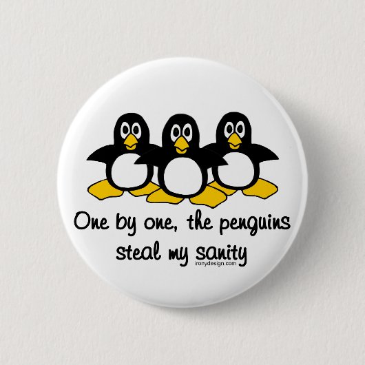 Pinguïns stelen mijn gezondheid ronde button 5,7 cm (Voorkant)