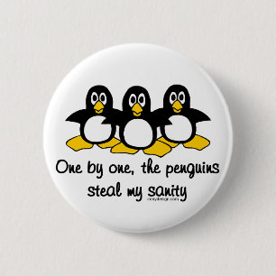 Pinguïns stelen mijn gezondheid ronde button 5,7 cm