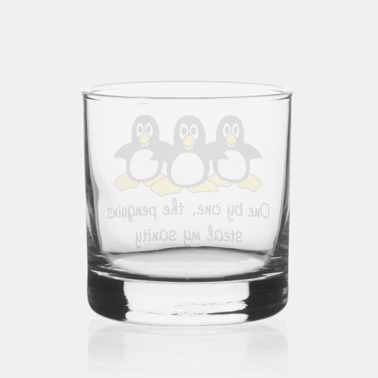 Pinguïns stelen mijn gezondheid whisky glas (Achterkant)