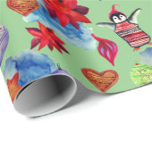 Pinguïns & Sterren Kerstmis Komende Stemming Cadeaupapier (Rol Hoek)