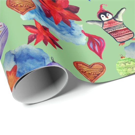 Pinguïns & Sterren Kerstmis Komende Stemming Cadeaupapier (Rol Hoek)