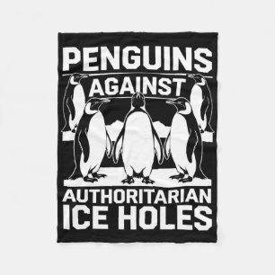 Pinguïns Tegen Autoritaire Ijsgaten Verzetten Zich Fleece Deken