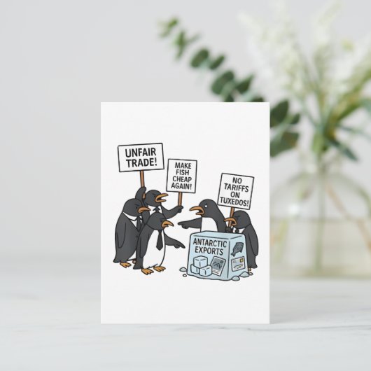 Pinguïns Tegen Tarieven Anti Trump Feestdagenkaart (Staand voorkant)