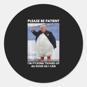 Pinguïns Tegen Tarieven Anti-trump Protest Handen  Ronde Sticker
