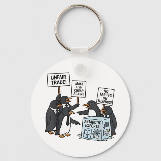 Pinguïns Tegen Tarieven Anti Trump Sleutelhanger (Voorkant)