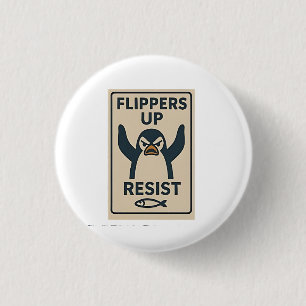 Pinguïns tegen Tarieven Anti Trump Tuin Vlag Ronde Button 3,2 Cm
