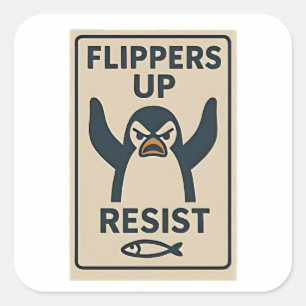 Pinguïns tegen Tarieven Anti Trump Tuin Vlag Vierkante Sticker