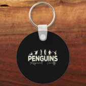 Pinguïns tegen tarieven Grappig dier Retro verzet Sleutelhanger (Voorkant)